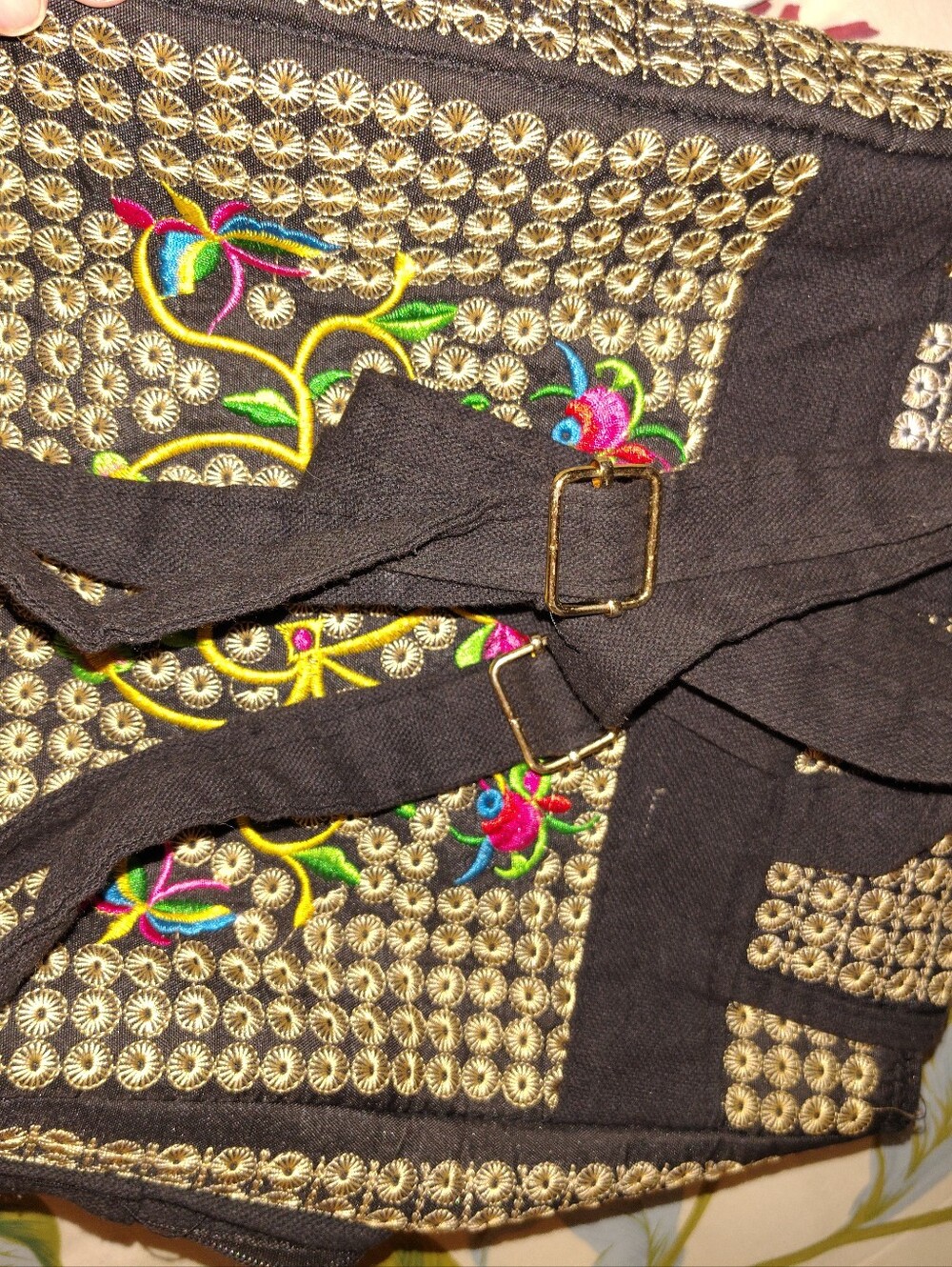 Source Unknown Black Backpack with Bright Pink Floral Embroidery - Picture 6 of 10